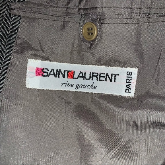 RESERVED :: YSL Saint Laurent Rive Gauche Herringbone Wool Blazer - FLAWS - Picture 8 of 16
